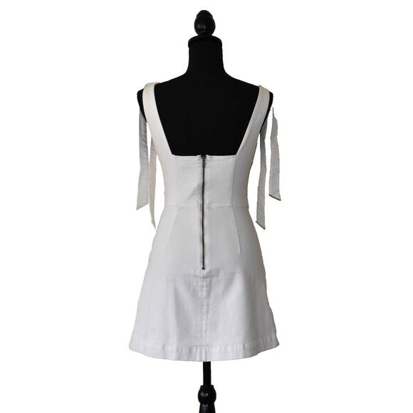 Alice + Olivia Maryann Tie Shoulder Mini Dress Vintage Sugar - 4 - Picture 8 of 8